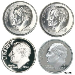 【極美品/品質保証書付】 アンティークコイン 銀貨 2002 P D S S Roosevelt Dime Year Set Silver & Clad Proof & BU US 4 Coin Lot [送料無料] #scf-wr-009203-1511