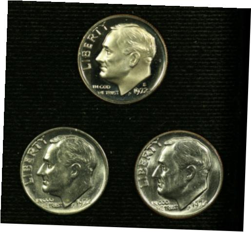 yɔi/iۏ؏tz AeB[NRC d A Three (3) Coin Set of Roosevelt Clad Dimes. 1972 PDS. Gem Proof & Uncirculated [] #ocf-wr-009203-3379