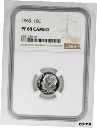 yɔi/iۏ؏tz AeB[NRC RC   [] 1963 PROOF ROOSEVELT DIME 10C NGC CERTIFIED PF 68 CAMEO (021)