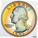 1991-S US 1/4 ドル ワシントン クォーター プルーフ 素敵なブルーイエロートーンのカラーリング1991-S U.S 1/4 DOLLAR WASHINGTON QUARTER PROOF NICE BLUE YELLOW TONED COLORING(3)
