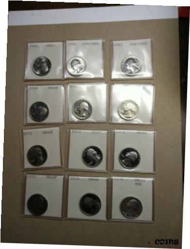 ڶ/ʼݾڽա ƥ    [̵] 1965-67 specimen, 68-76 proof plus 40% silver proof for 12 total Washington .25s