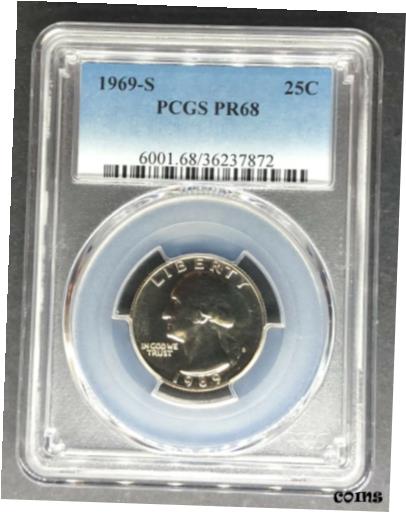 【極美品/品質保証書付】 アンティークコイン コイン 金貨 銀貨 [送料無料] 1969-S Proof Washington Quarter PCGS PR-68, Buy 3 Items, Get $5 Off!!