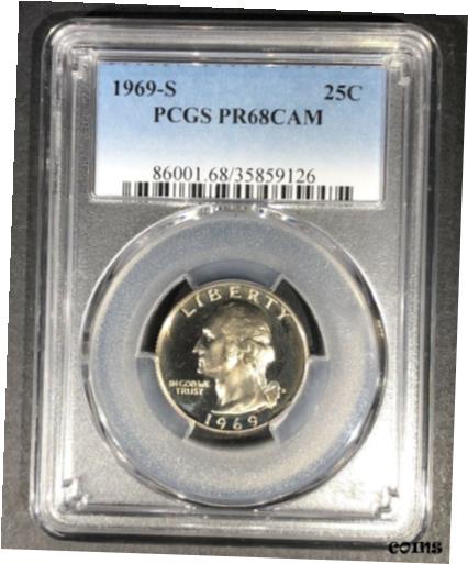 【極美品/品質保証書付】 アンティークコイン コイン 金貨 銀貨 [送料無料] 1969-S Proof Washington Quarter PCGS PR-68 CAM, Buy 3 Items, Get $5 Off!!