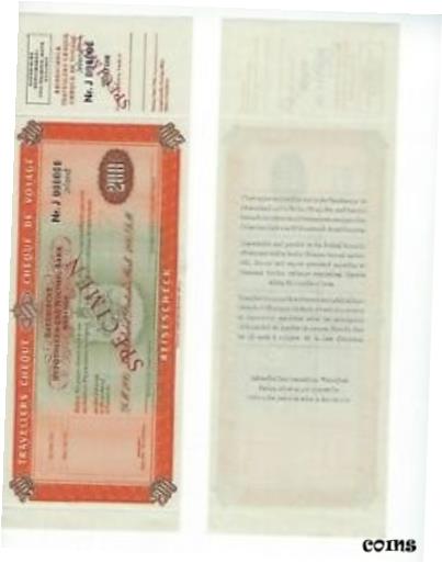 ڶ/ʼݾڽա ƥ    [̵] SPECIMEN TRAVELERS CHECK GERMANY 200 DM 1950's HYPO BANK UNC