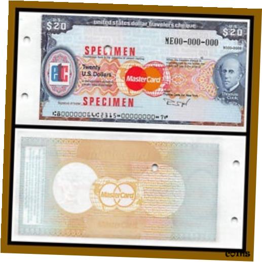  アンティークコイン 硬貨 MasterCard Euro Travelers Cheque 20 United States Dollars Specimen Unc  #oof-wr-009264-2087