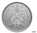 2021 カナダ 50 セントの国章ロゴ、標本セット、コインのみ:2021 Canada 50 cent Coat of arms logo from Spec...