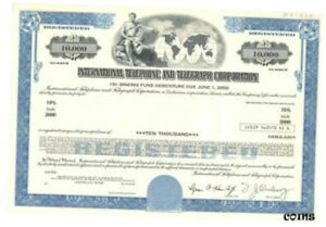 International Telephone and Telegraph Co. の標本。株式型社債券International Telephone and Telegraph Co. SPECIMEN. Stock-size Bond Certificate