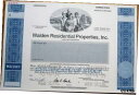 【極美品/品質保証書付】 アンティークコイン コイン 金貨 銀貨 [送料無料] SPECIMEN Real Estate Stock Certificate: 'Walden Residential Properties, Inc.'