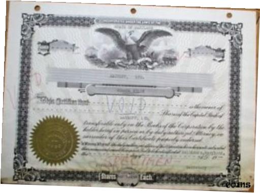 【極美品/品質保証書付】 アンティークコイン 硬貨 Mayhoff, Ltd. 1950s SPECIMEN Stock Certificate - Baltimore, Maryland MD [送料無料] #oof-wr-009264-5882 1