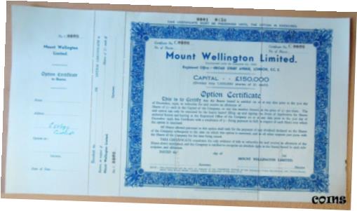 【極美品/品質保証書付】 アンティークコイン コイン 金貨 銀貨 [送料無料] AUSTRALIA ZEALAND Mount Wellington Ltd Option cert Bradbury mining specimen 1936