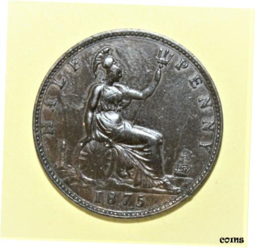 ڶ/ʼݾڽա ƥ    [̵] Great Britain 1/2 Penny 1875 Extremely Fine Copper Coin - Queen Elizabeth II