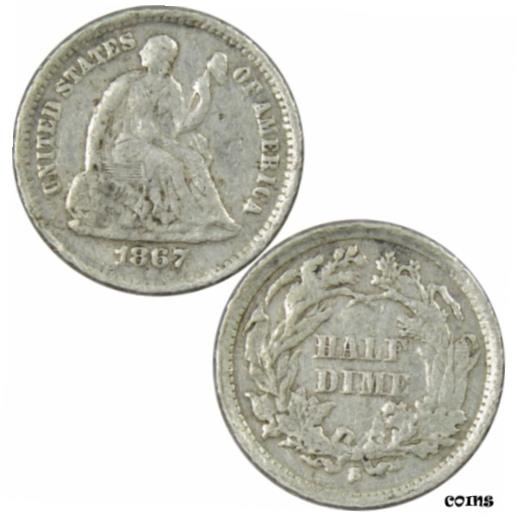 ڶ/ʼݾڽա ƥ    [̵] 1867 S Seated Liberty Half Dime XF EF Extremely Fine 90% Silver 5c US Type Coin