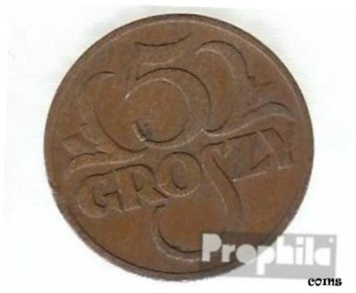 【極美品/品質保証書付】 アンティークコイン 硬貨 Poland km-no. 10 1938 extremely fine Bronze 1938 5 Groszy crowne 送料無料 oof-wr-009267-5701