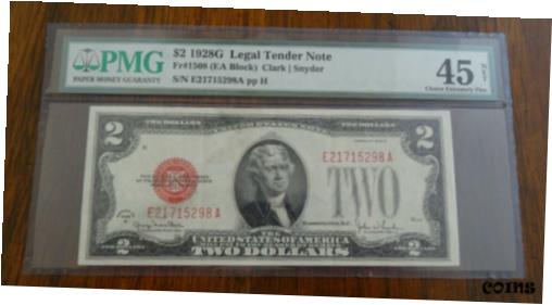 ڶ/ʼݾڽա ƥ Ų 1928G Legal Tender Note $2 PMG Graded 45 Choice Extremely Fine Friedberg #1508 [̵] #oof-wr-009267-6258