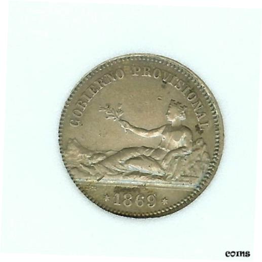  アンティークコイン コイン 金貨 銀貨  SPAIN 1869(69) SN - M PESETA GOBIERNO PROVINCIAL APPEARS EXTREMELY FINE.//////