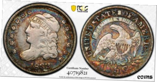 ڶ/ʼݾڽա ƥ    [̵] 1832 Half Dime H10C PCGS F12 Monster Rainbow Toned Coin
