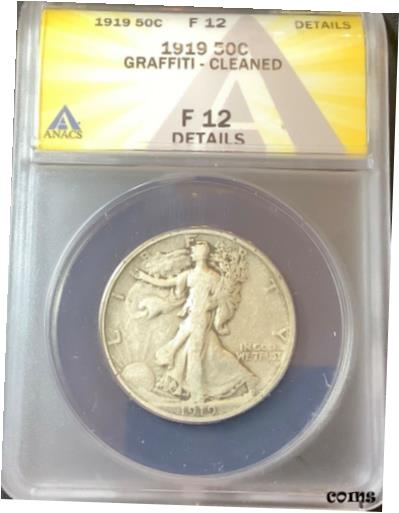 ڶ/ʼݾڽա ƥ Ų 1919 WALKING LIBERTY HALF DOLLAR F12 details cleaned, graffiti [̵] #oof-wr-009412-1694