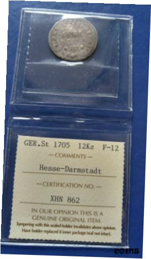 ڶ/ʼݾڽա ƥ    [̵] 1705 IAR German States HESSE-DARMSTADT 12 Kreuzer Silver Ernst Ludwig ICCS F-12