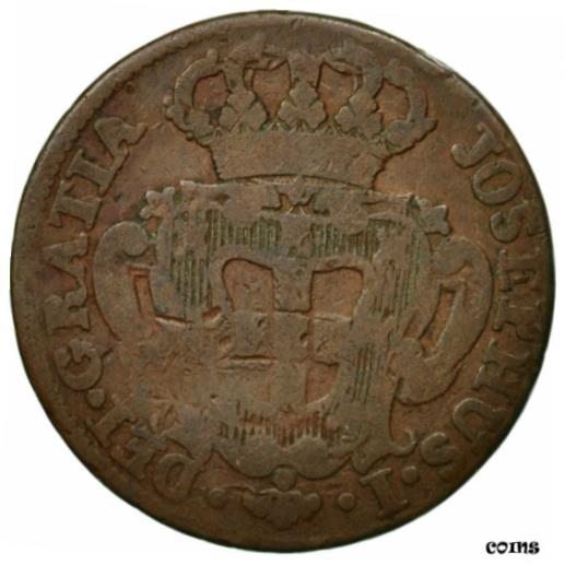 【極美品/品質保証書付】 アンティークコイン コイン 金貨 銀貨 送料無料 651246 Coin, Portugal, Jo, 10 Reis, X 1/2 Vinten, F(12-15), Copper, KM:227