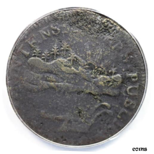【極美品/品質保証書付】 アンティークコイン コイン 金貨 銀貨 [送料無料] 1786 RR-6 R-3 ANACS F 12 Details VERMONTENSIUM Vermont Colonial Copper Coin 2