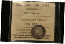 1885年カナダ銀貨10セントICCS F-15。 BV $3001885 Canada Silver 10 Cents ICCS F-15. BV $300