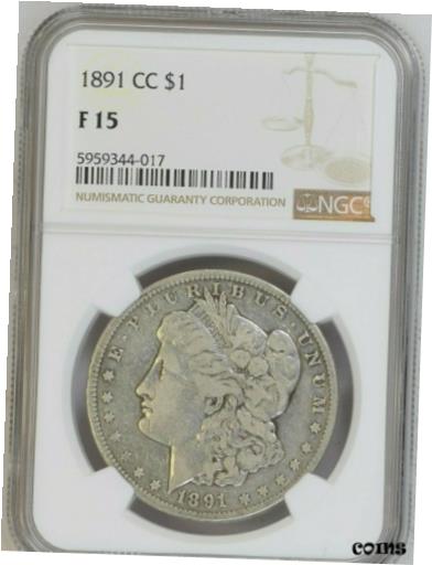 ڶ/ʼݾڽա ƥ    [̵] 1891-CC Morgan Silver Dollar Coin NGC Graded F-15 Semi Key Date CARSON CITY 4017