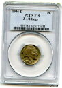 1936-D バッファロー ニッケル 5c 3 1/2 レッグ PCGS F 151936-D Buffalo Nickel 5c 3 1/2 Legs PCGS F 15(3)
