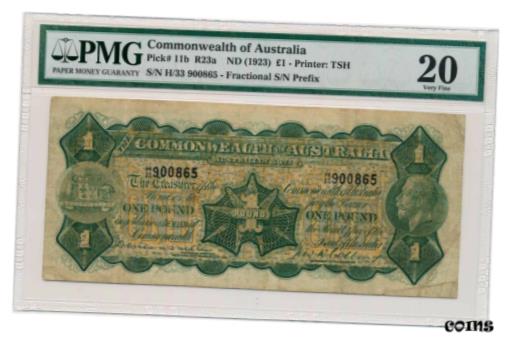 yɔi/iۏ؏tz AeB[NRC RC   [] AUSTRALIA banknote 1 Pound 1923 Miller Collins signature PMG VF 20 Very Fine