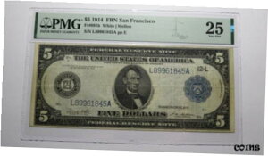 5 ドル 1914 年サンフランシスコ連邦準備銀行大型紙幣 VF25$5 1914 San Francisco Federal Reserve Large Size Currency Bank Note Bill VF25