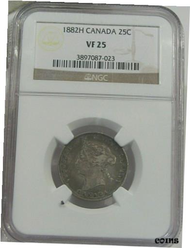 ڶ/ʼݾڽա ƥ    [̵] Choice VF 1882-H Twenty-Five Cent 25? CANADA NGC VF25. #48