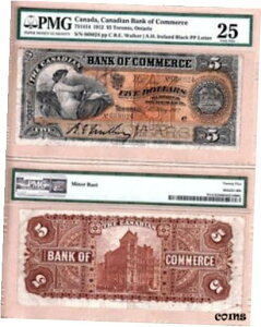 【極美品/品質保証書付】 アンティークコイン コイン 金貨 銀貨 [送料無料] 1912 $5 Canadian Bank of Commerce (CIBC) 75-14-14 PMG VF25