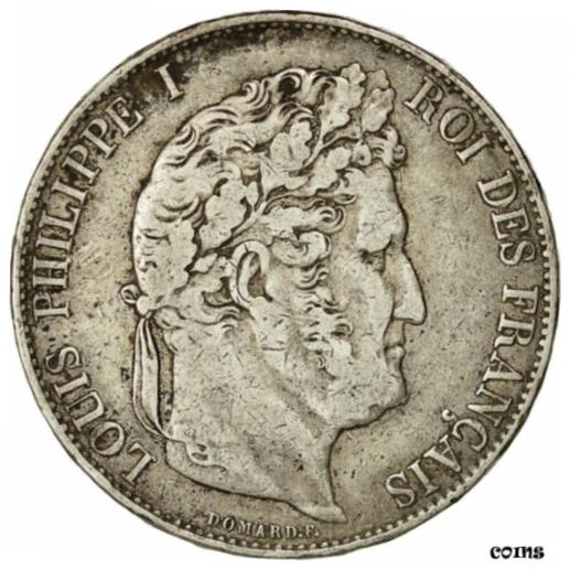 【極美品/品質保証書付】 アンティークコイン コイン 金貨 銀貨 [送料無料] [#650196] Coin, France, Louis-Philippe, 5 Francs, 1845, Strasbourg, VF(30-35)