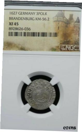  アンティークコイン 銀貨 1627 Georg Wilhelm, Silver 3 Polker. Germany Brandenburg, NGC XF45  #sot-wr-009507-1027