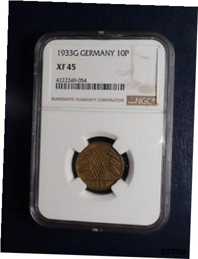  アンティークコイン コイン 金貨 銀貨  1933G Germany 10 Reichsfenning NGC XF45 COIN PRICED TO SELL NOW !