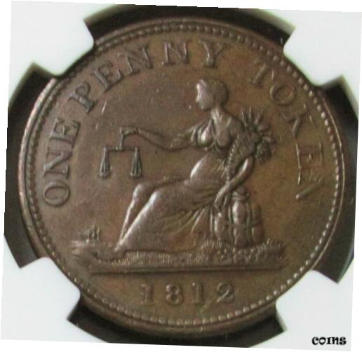  アンティークコイン コイン 金貨 銀貨  1812 CANADA 1 PENNY THOMAS HALLIDAY SMALL SHIP VARIETY NGC XF 45 BROWN LC-47B1