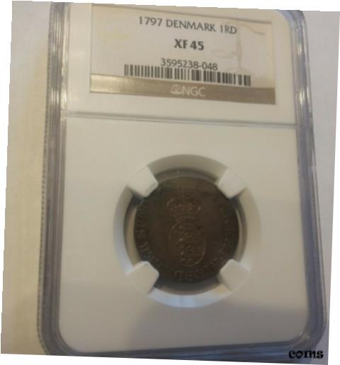  アンティークコイン コイン 金貨 銀貨  Rare 1797 Denmark Silver 1 Rigsdaler Courant NGC XF45