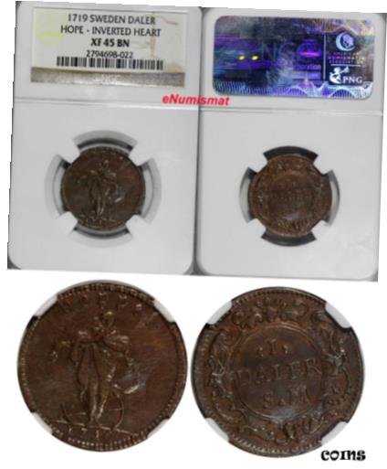  アンティークコイン コイン 金貨 銀貨  Sweden Carl XII (1687-1719) 1719 Daler HOPE-INVERTED HEART NGC XF45 BN KM# 369