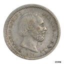  アンティークコイン コイン 金貨 銀貨   NETHERLANDS, 5 Cents, 1868, KM #91, AU(50-53), Silver, 12.5, 0.68