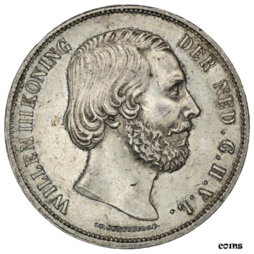 【極美品/品質保証書付】 アンティークコイン コイン 金貨 銀貨 [送料無料] [#841335] Coin, Netherlands, William III, 2-1/2 Gulden, 1852, AU(50-53), Silver