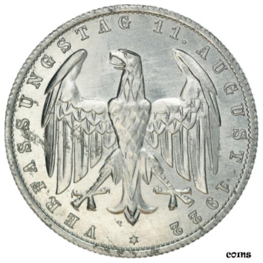  アンティークコイン コイン 金貨 銀貨   Coin, GERMANY, WEIMAR REPUBLIC, 3 Mark, 1922, Berlin, AU(50-53)