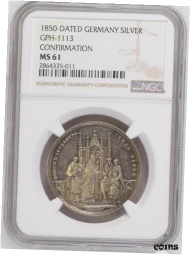  アンティークコイン コイン 金貨 銀貨  1850 German States GPH-1113 CONFIRMATION Silver Medal NGC MS-61