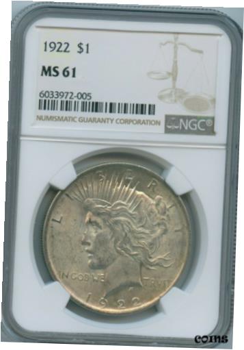 yɔi/iۏ؏tz AeB[NRC RC   [] 1922 P NGC MS61 Peace Silver Dollar $1 US Mint 1922-P NGC MS-61