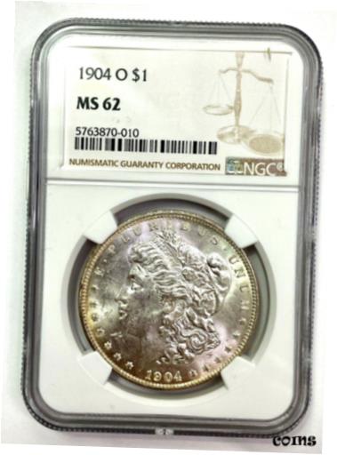 【極美品/品質保証書付】 アンティークコイン コイン 金貨 銀貨 [送料無料] 1904-O Morgan Silver Dollar - NGC MS 62 - BEAUTIFUL TONER