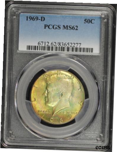 yɔi/iۏ؏tz AeB[NRC RC   [] 1969-D Kennedy Half Dollar PCGS MS-62 Rainbow Obverse