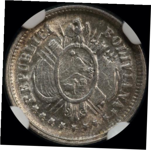 ڶ/ʼݾڽա ƥ    [̵] Bolivia 1900-PTS Silver 5 Cents KM# 157.2 NGC MS62