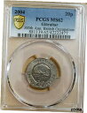 2004 年ジブラルタル 300 周年記念。英国大陸20 ペンス ネアンデルタール人の頭蓋骨 PCGS MS 622004 Gibraltar 300th An...