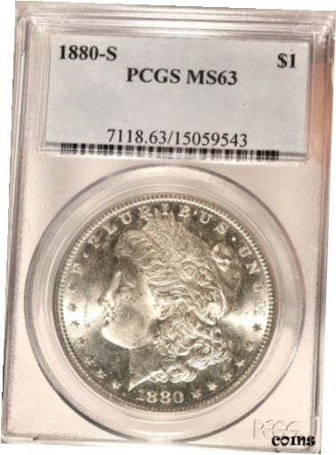 【極美品/品質保証書付】 アンティークコイン コイン 金貨 銀貨 送料無料 STUNNING PCGS MS-63 LIKELY PROOF-LIKE 1880-S MORGAN SILVER DOLLAR UNDER GRADED