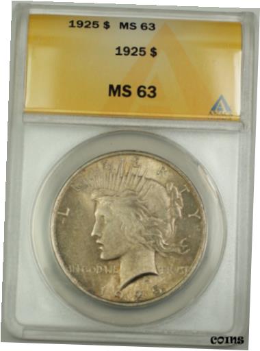 ڶ/ʼݾڽա ƥ    [̵] 1925 Silver Peace Dollar $1 Coin ANACS MS-63 Toned