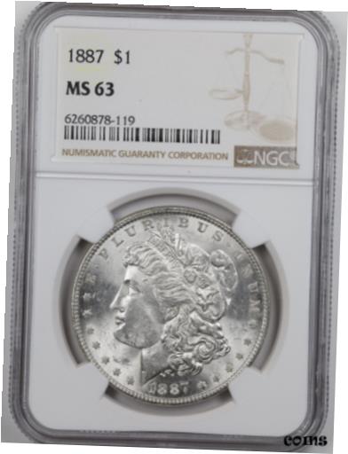 【極美品/品質保証書付】 アンティークコイン コイン 金貨 銀貨 [送料無料] 1887 $1 Morgan Silver Dollar MS63 NGC 6260878-119