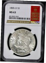  アンティークコイン コイン 金貨 銀貨  1885-O Morgan Silver Dollar $1 NGC MS 63 (BU Unc.) Honoring Red Book New Orleans